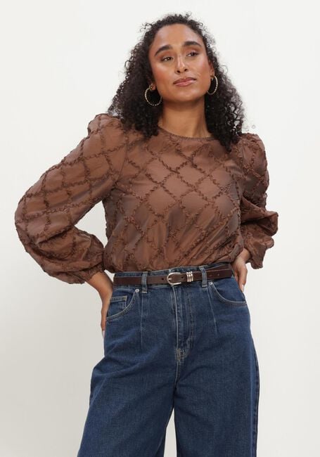 Bruine OBJECT Blouses OBJLUISA L/S RE O-NECK - large