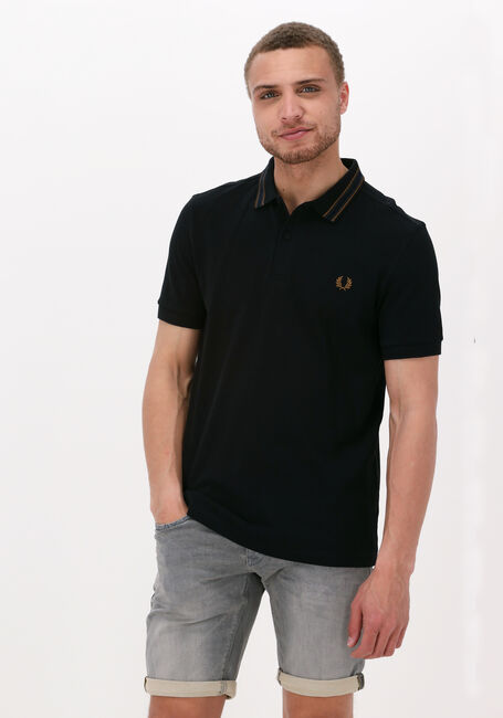 Zwarte FRED PERRY Polo MEDAL STRIPE POLO SHIRT - large