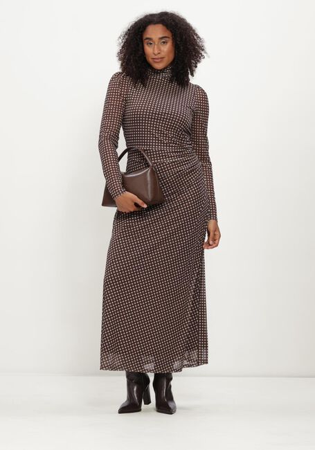 Bruine POM AMSTERDAM Maxi jurk AMBER CHECK BROWN - large