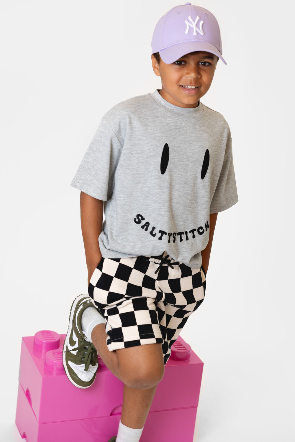 Grijze Salty Stitch T-shirt SALTY SMILEY TEE - large