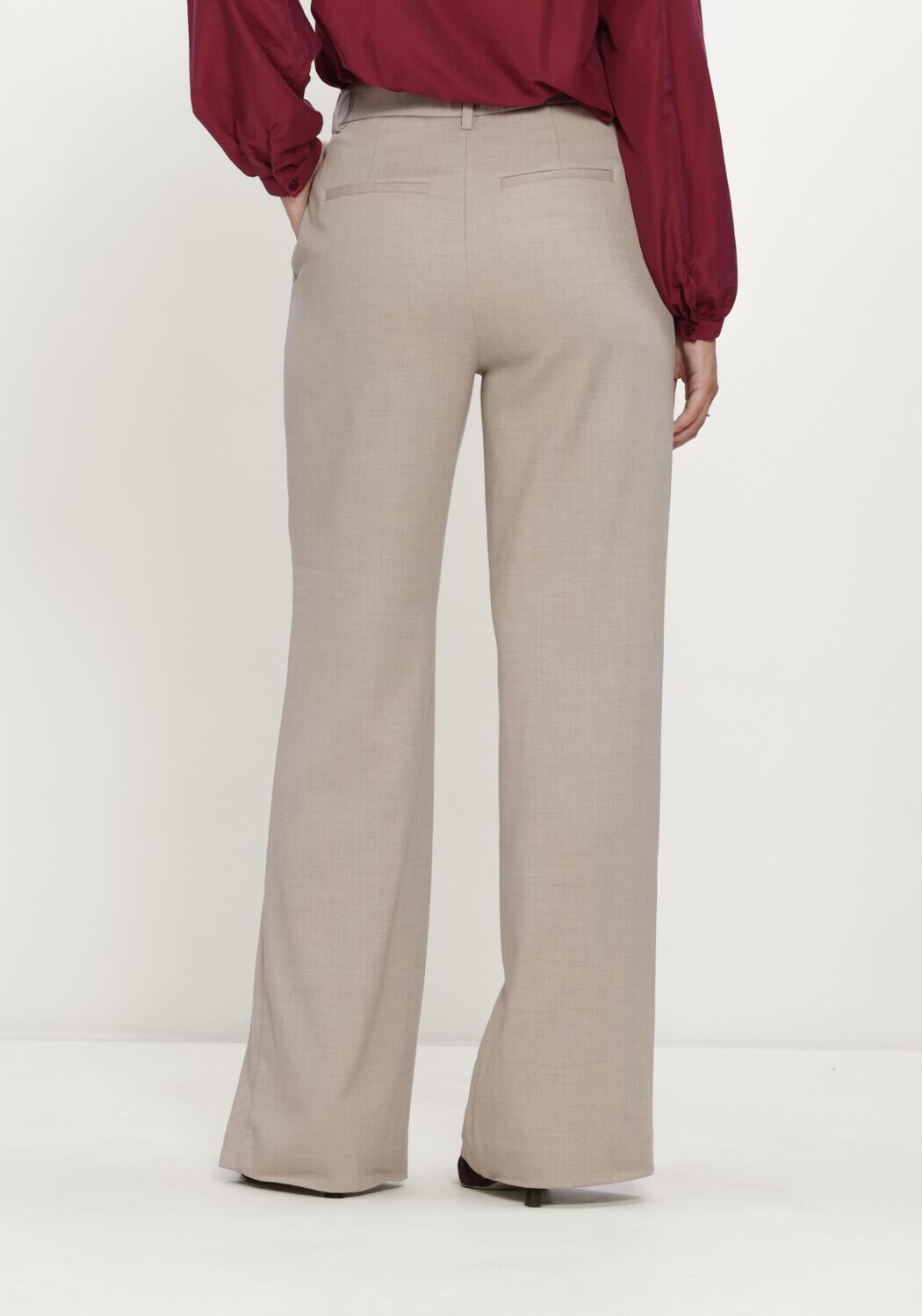 Beige MSCH COPENHAGEN Wijde broek MSCHMARCELI HW PANTS LONG - large