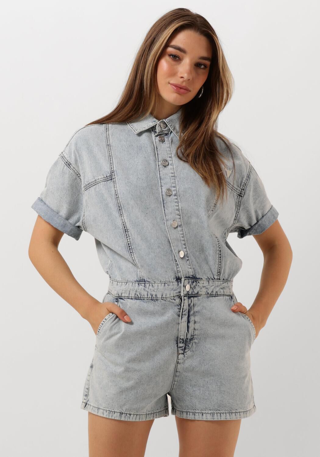 ALIX THE LABEL Dames Jumpsuits Ladies Woven Denim Playsuit Blauw