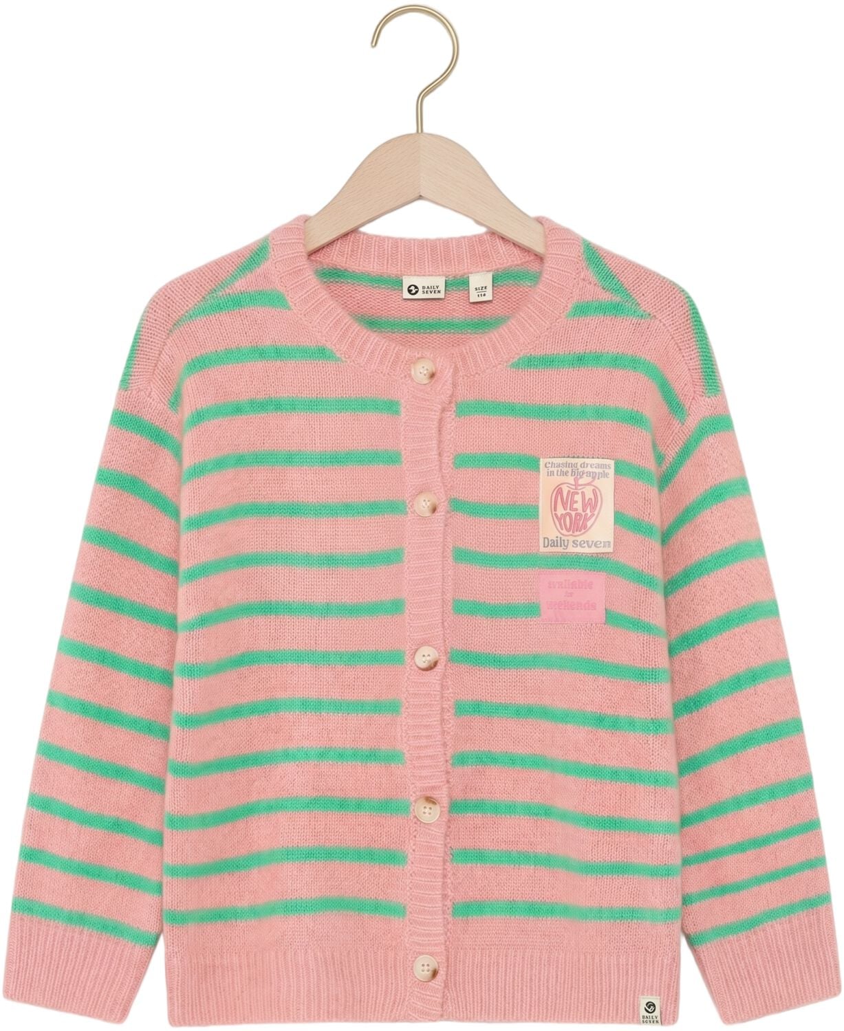 Daily7 Meisjes Truien & Vesten Knitwear Striped Cargdigan - Roze Roze/groen