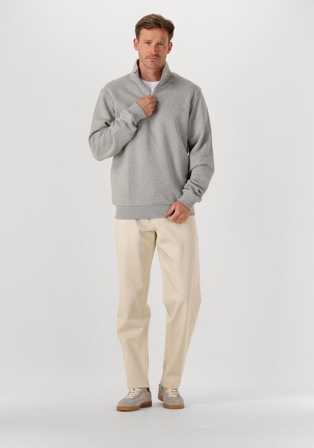 Grijze LES DEUX Sweater NORREGAARD TONAL HALF-ZIP SWEATSHIRT - large