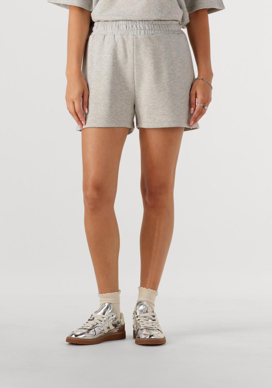 ALIX THE LABEL Dames Broeken Ladies Knitted Sweat Short Lichtgrijs