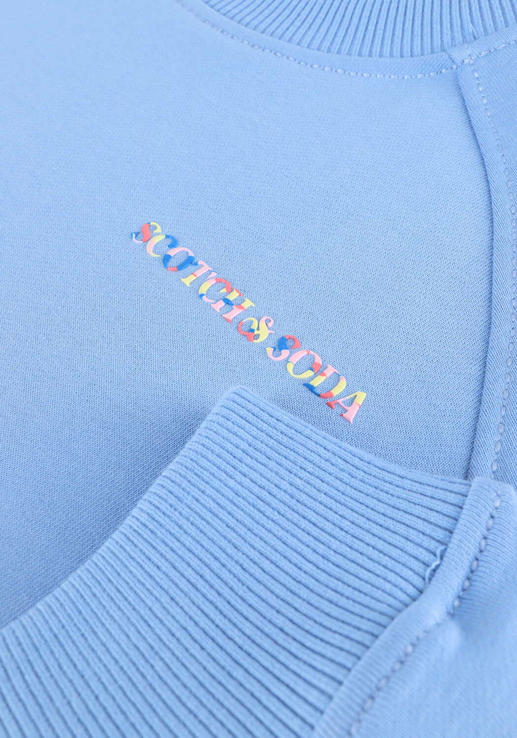 Lichtblauwe SCOTCH & SODA Sweater CREWNECK LOGO FELPA SWEATSHIRT IN ORGANIC COTTON - large