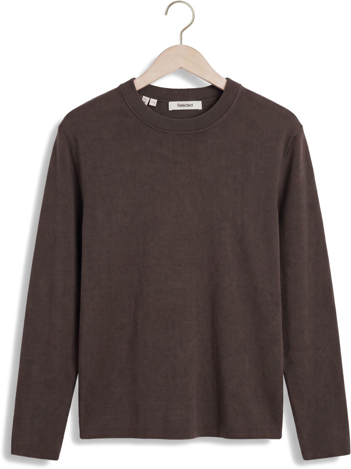 SELECTED MEN Heren Truien & Vesten Slmmike Light Ls Knit Crew Neck Bruin