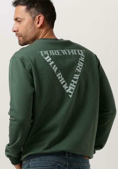 Donkergroene PUREWHITE Trui CREWNECK WITH BIG EMBROIDERY AT BACKSIDE - large