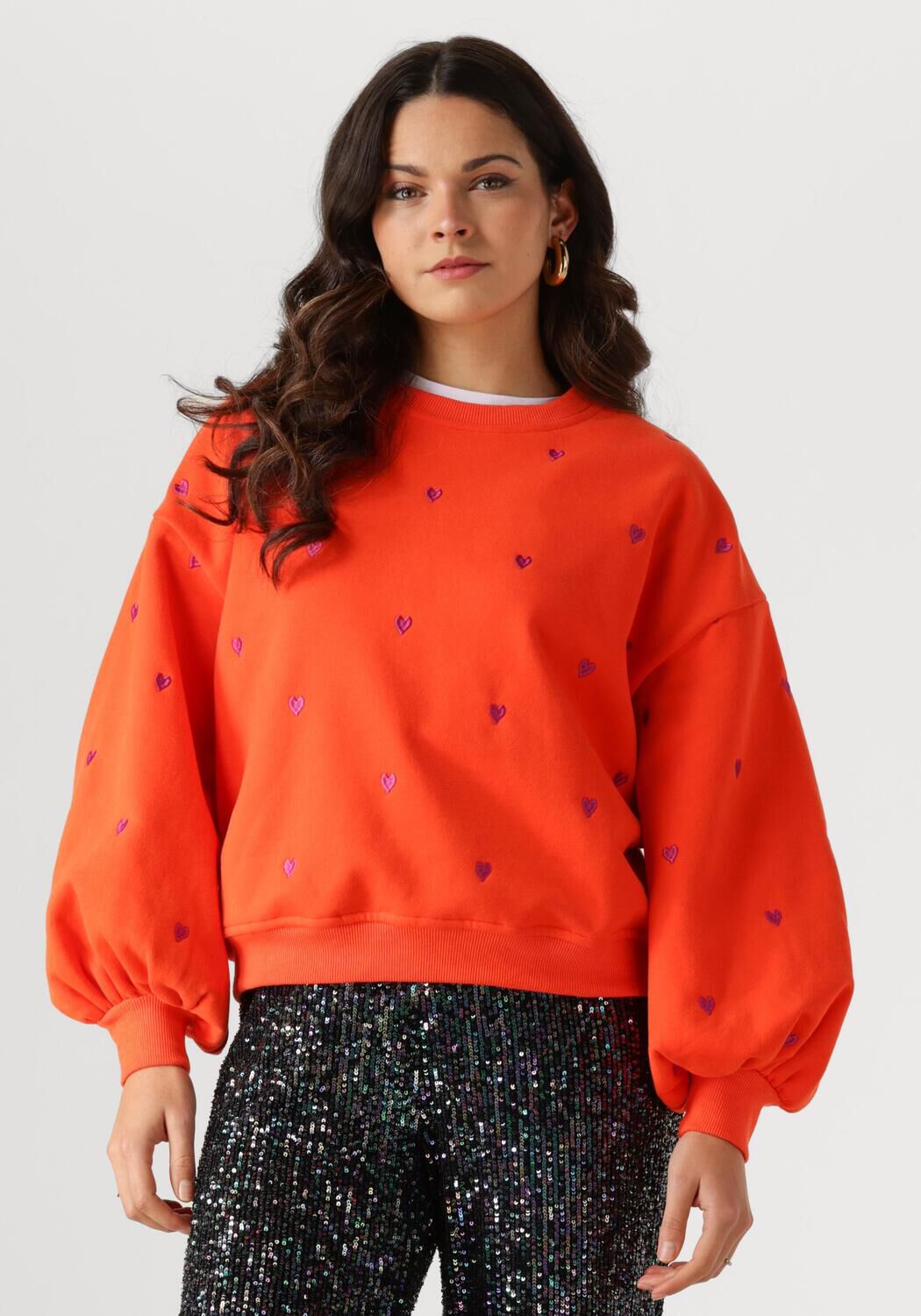 YDENCE Dames Truien & Vesten Sweater Hearts Koraal