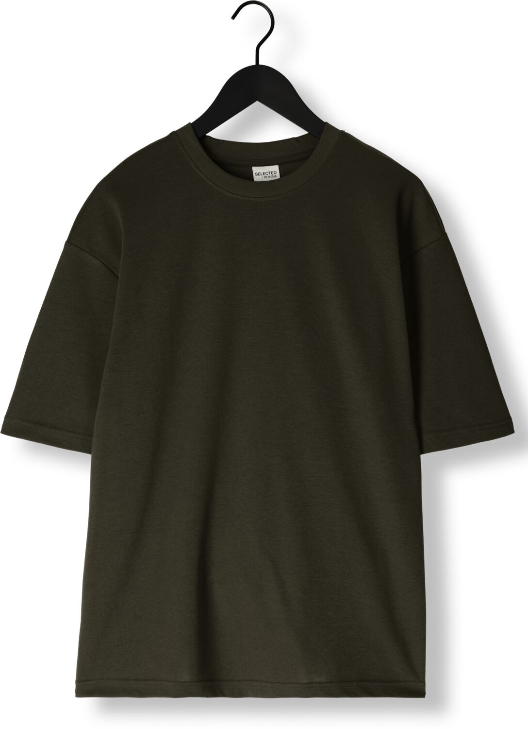 SELECTED HOMME Heren Polo's & T-shirts Slhlooseoscar Ss O-neck Tee Noos Donkergroen