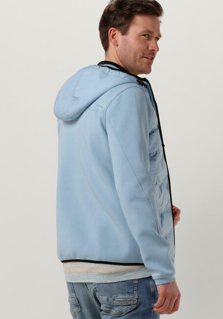 Lichtblauwe CAST IRON Gewatteerde jas HOODED JACKET TECH JERSEY INTERLOCK - large