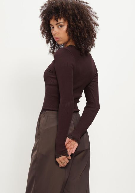 Bruine ROSEMUNDE Top BABETTE SILK LS LACE - large