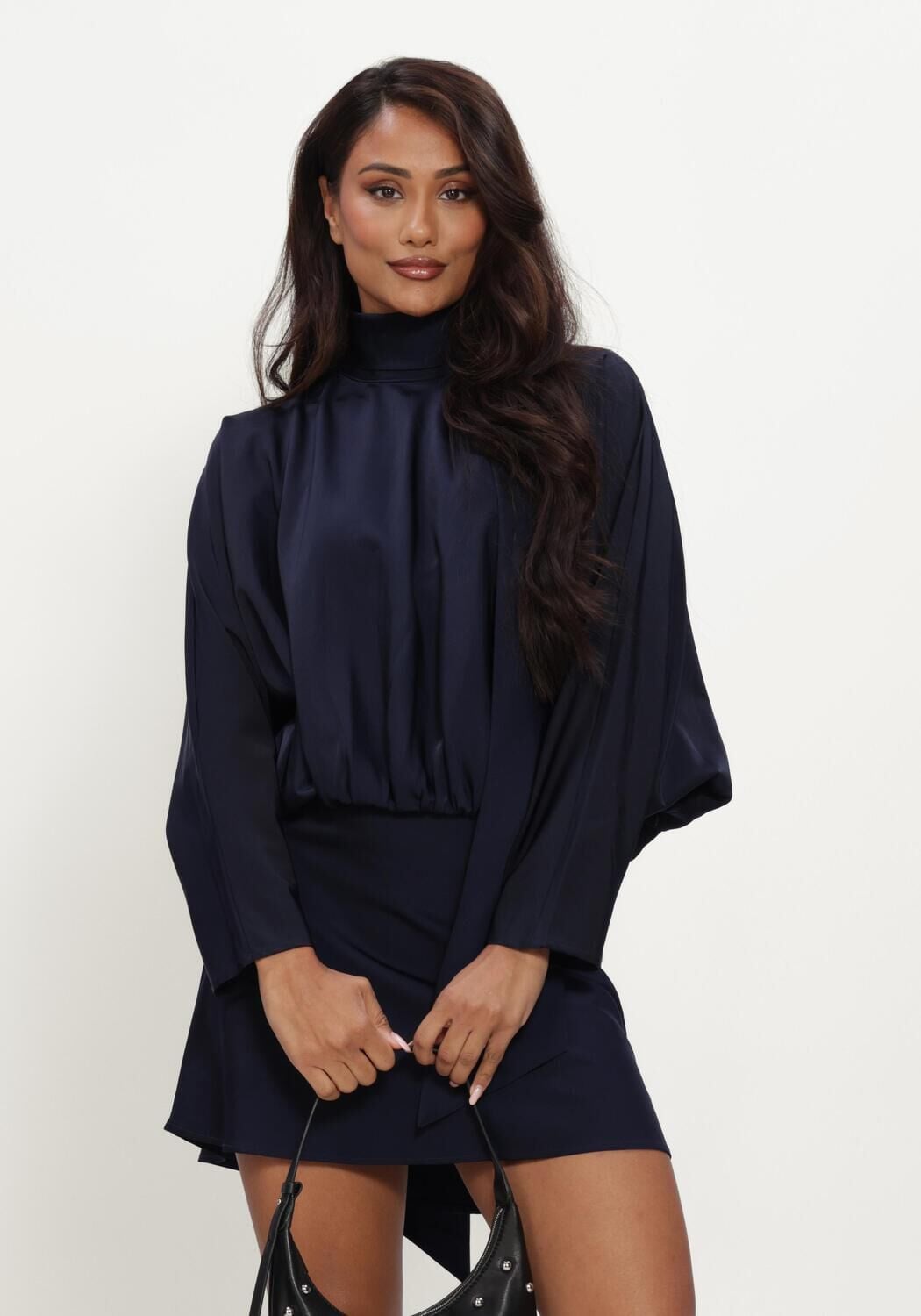Donkerblauwe STUDIO AMAYA Midi jurk SHINE DRESS - large