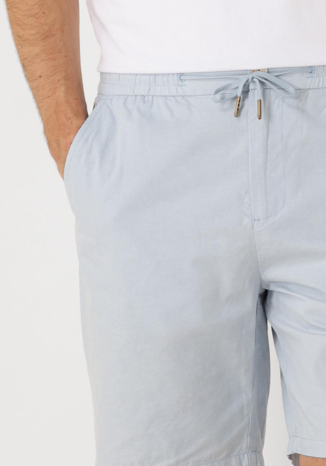 SCOTCH & SODA Heren Broeken Fave Cotton linen Twill Bermuda Lichtblauw