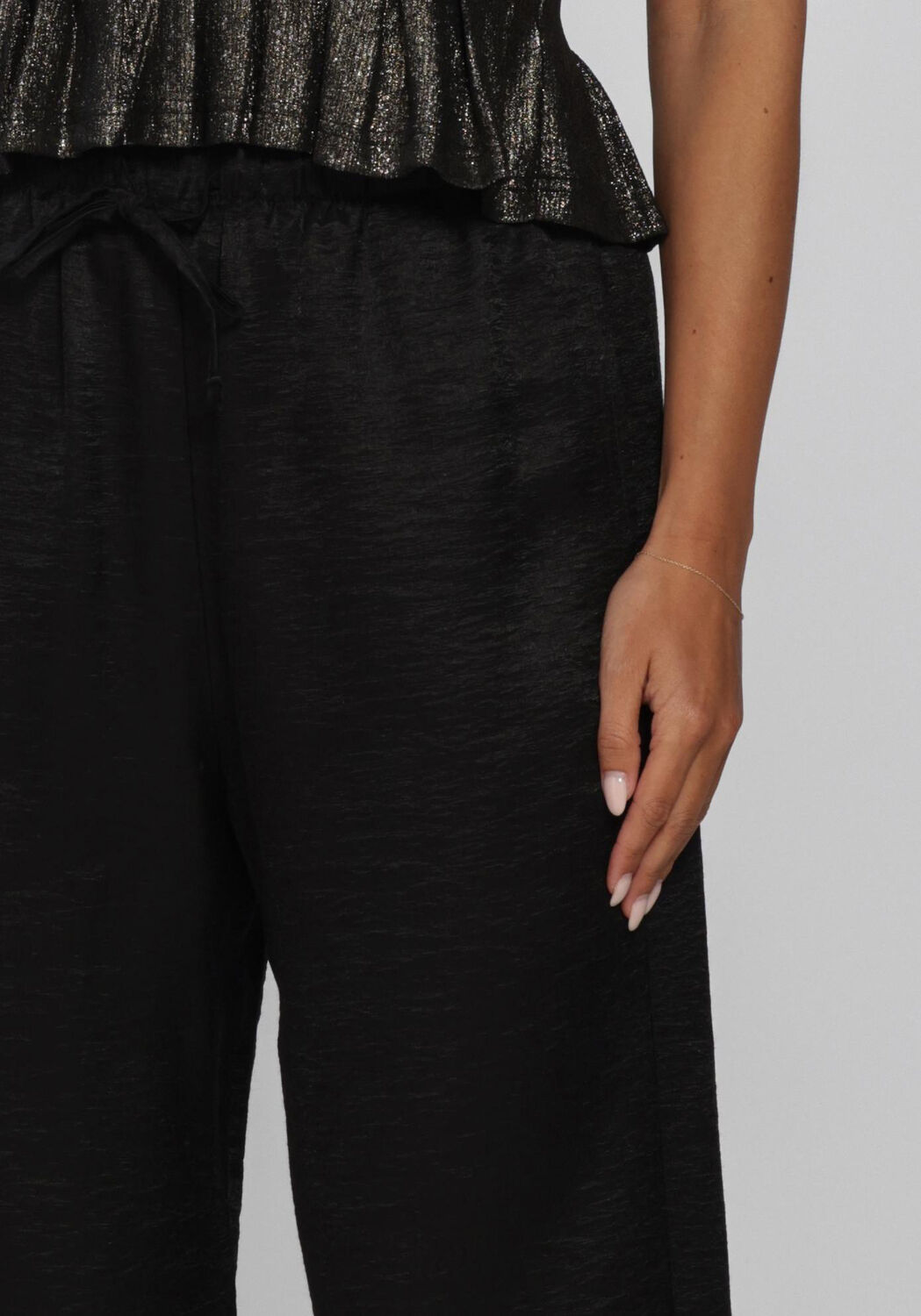 Zwarte BY-BAR Wijde broek PELLE METALLIC PANTS - large