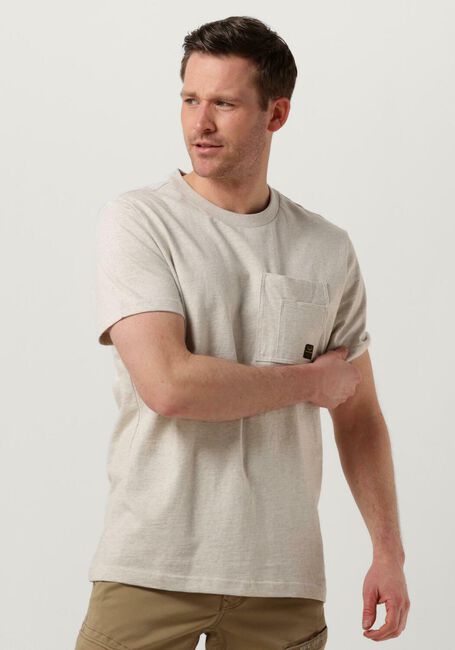Gebroken wit PME LEGEND T-shirt SHORT SLEEVE R-NECK OPEN END MELANGE JERSEY - large