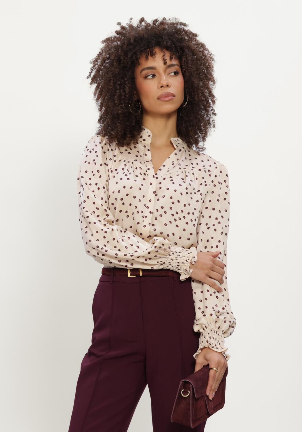Beige NEO NOIR Blouses ASTRIDA FLOWER JACQUARD BLOUSE - large