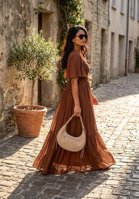 Bruine IBANA Maxi jurk DEJA - large