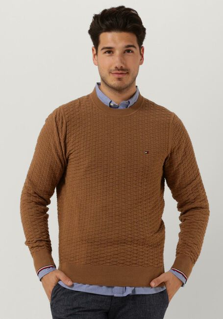 Camel TOMMY HILFIGER Trui EXAGGERATED STRUCTURE CREW NECK - large