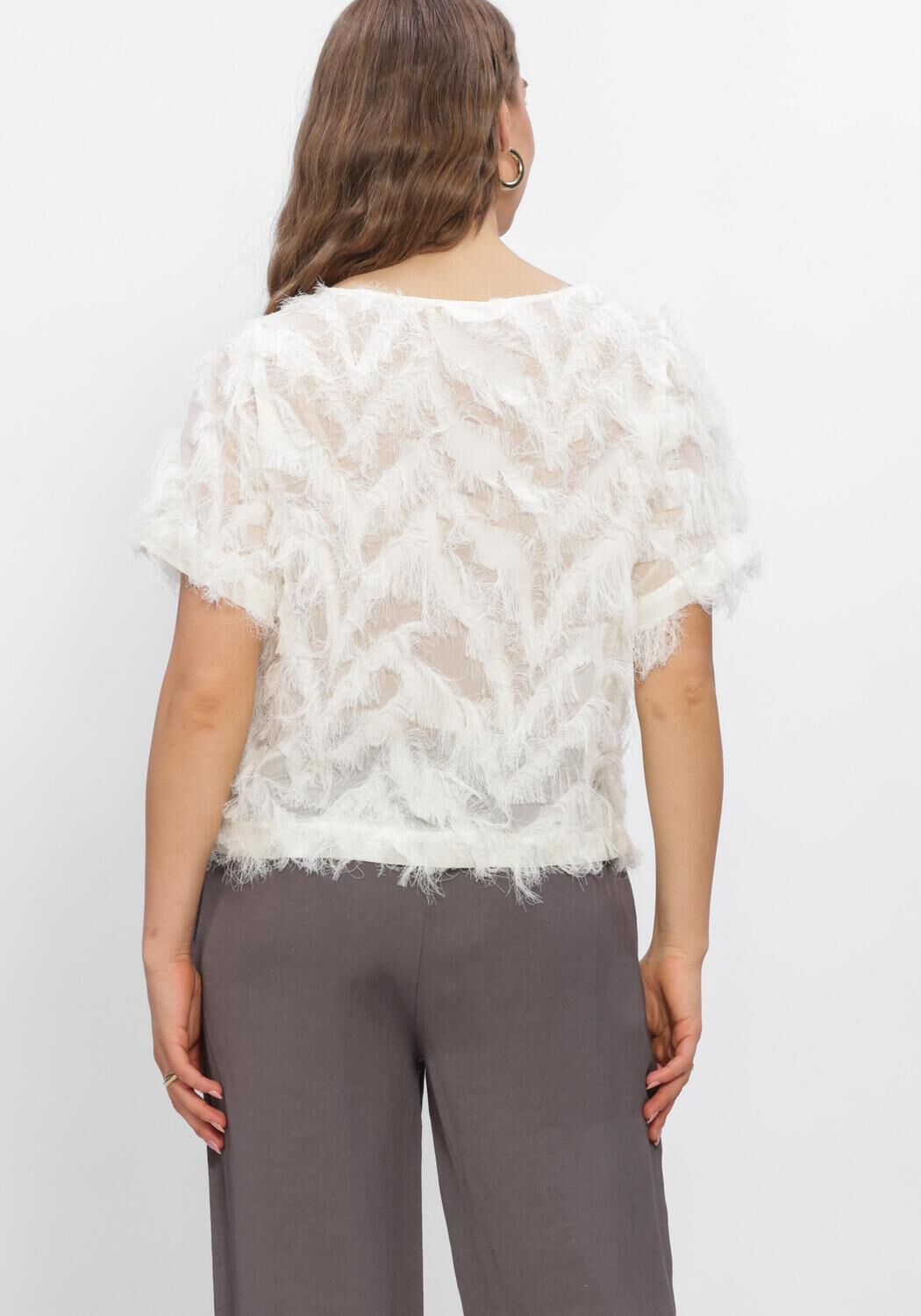 Gebroken wit SELECTED WOMEN Tops & T-shirts SLFMYLINE SS BOAT NECK TOP - large