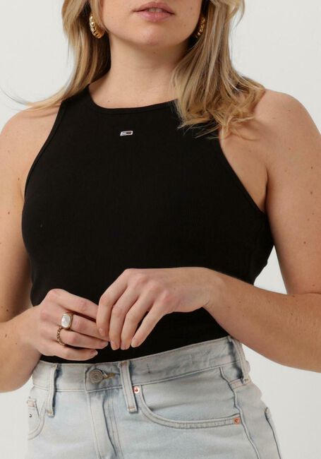 Zwarte TOMMY JEANS Top TJW ESSENTIAL RIB TANK - large