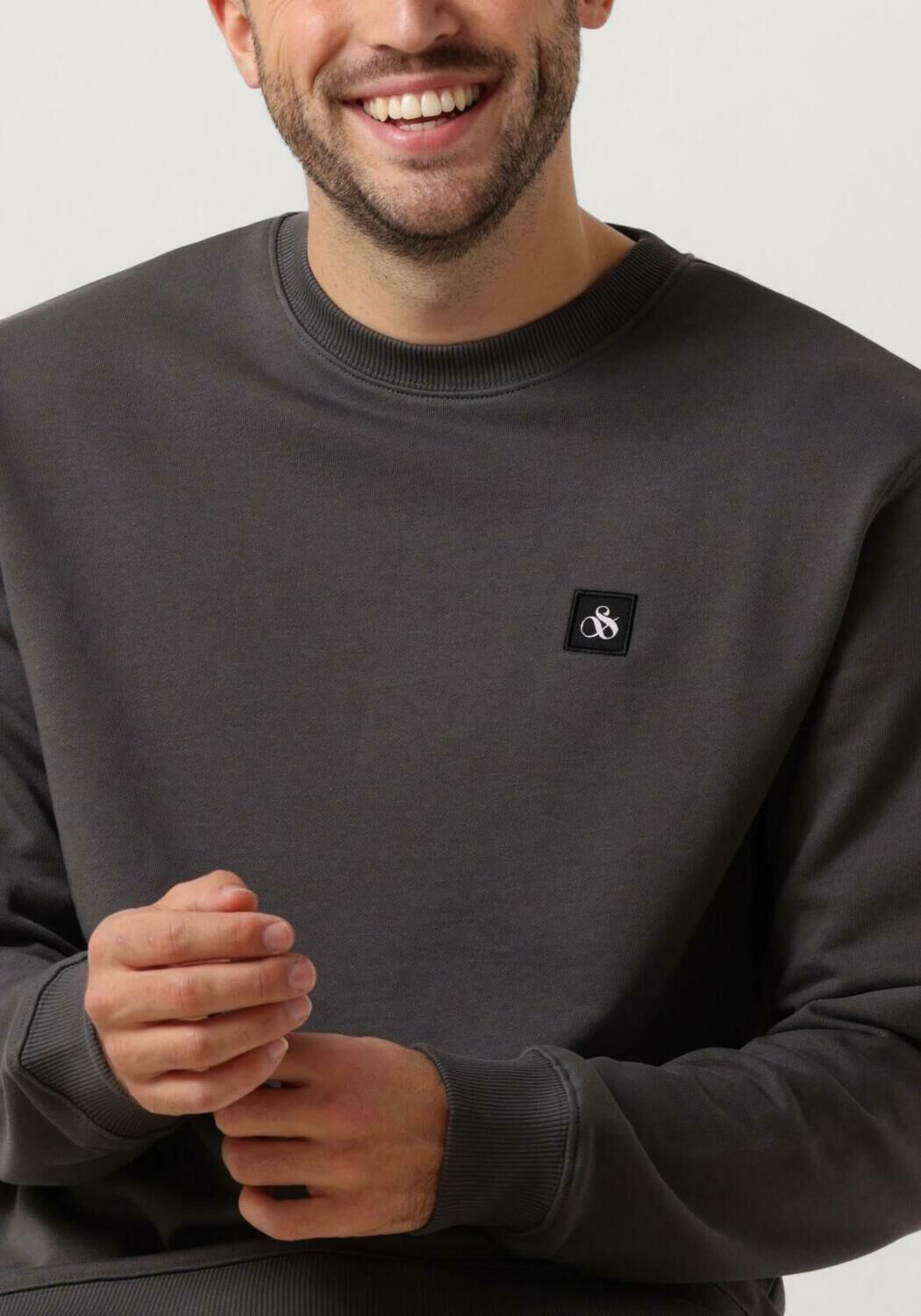 SCOTCH & SODA Heren Truien & Vesten Essential Logo Badge Sweatshirt Antraciet