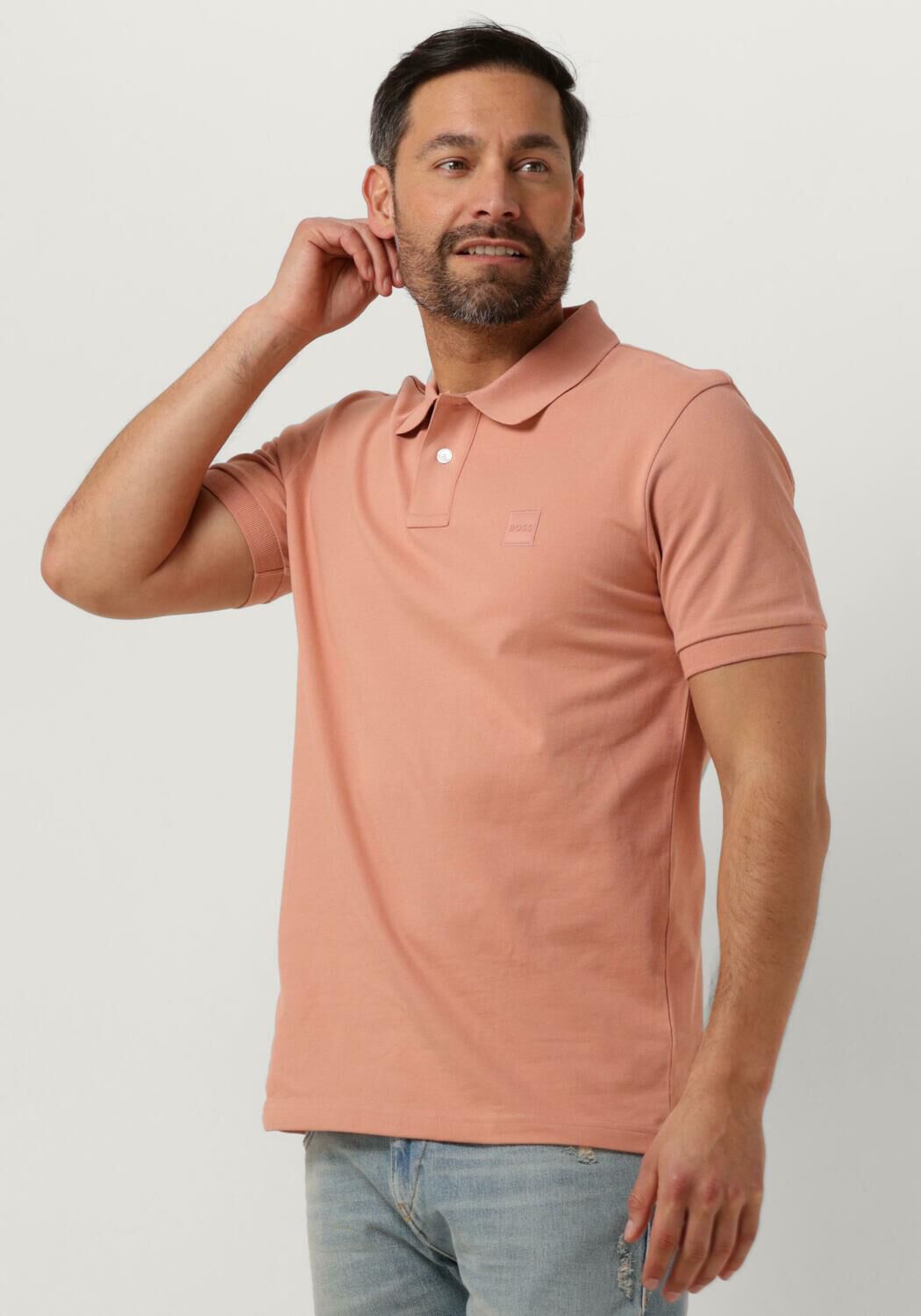 Boss Orange Slim fit poloshirt met labelpatch model 'Passenger'