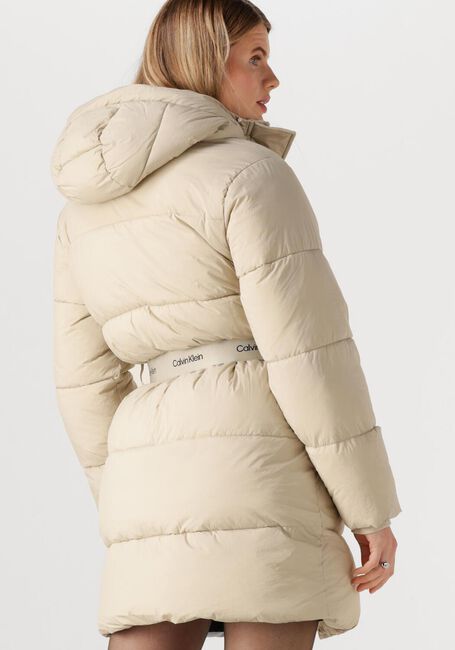 Beige CALVIN KLEIN Gewatteerde jas BELTED MIDWEIGHT LONG PUFFER - large