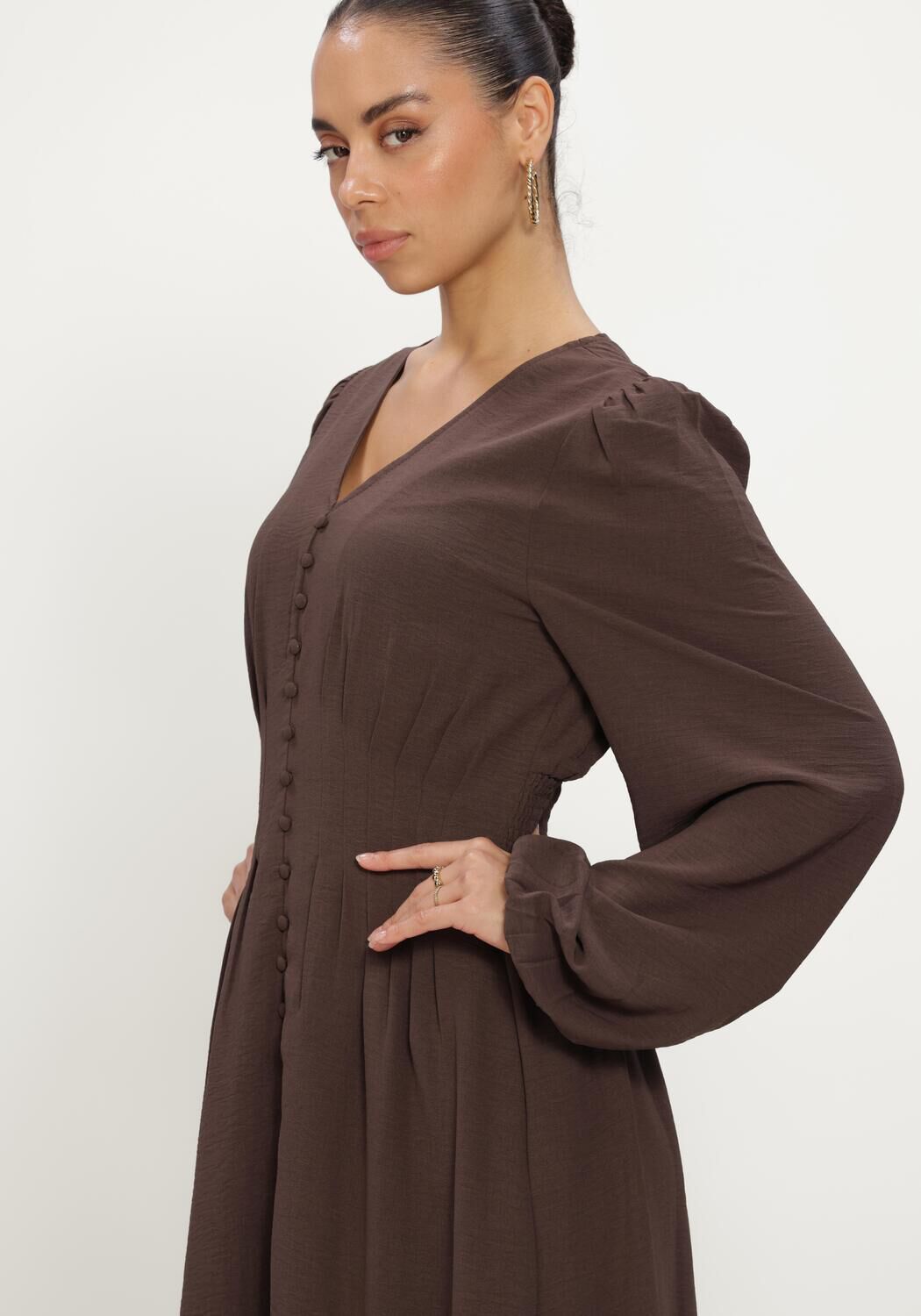 Bruine NEO NOIR Maxi jurk ANNELIE SOLID CREPE DRESS - large