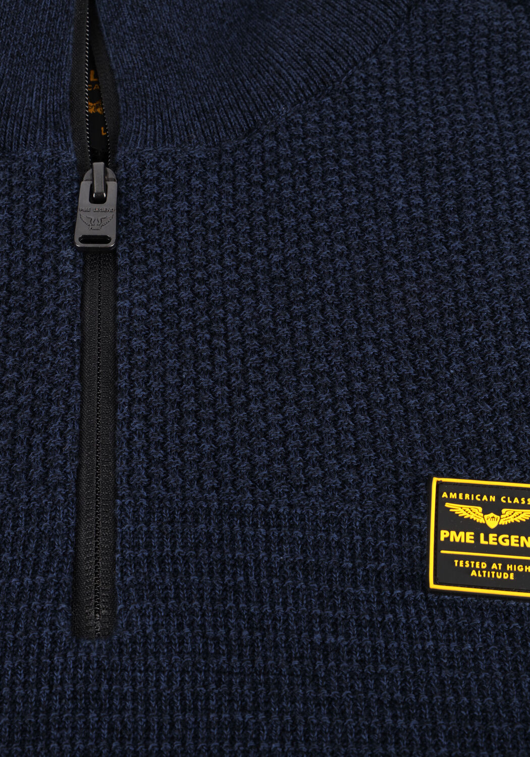 Donkerblauwe PME LEGEND Trui HALF ZIP COLLAR COTTON MOULINE - large