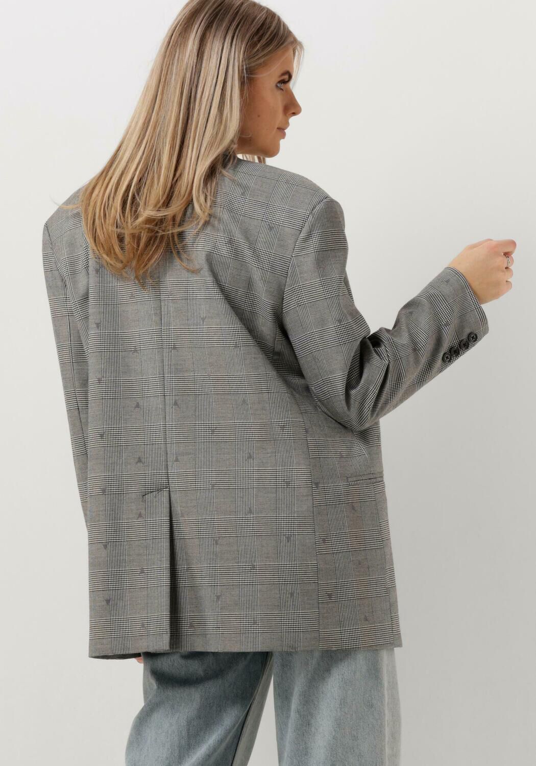 ALIX THE LABEL Dames Blazers Ladies Woven Special Checked Blazer Grijs