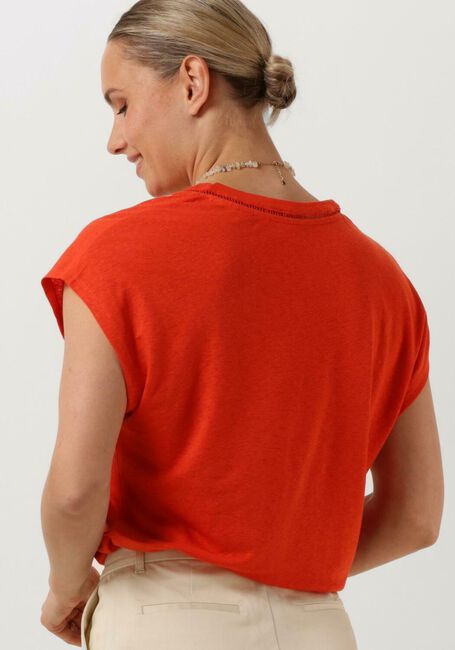 Oranje SCOTCH & SODA Top V-NECK LADDER DETAIL LOOSE FIT T-SHIRT - large