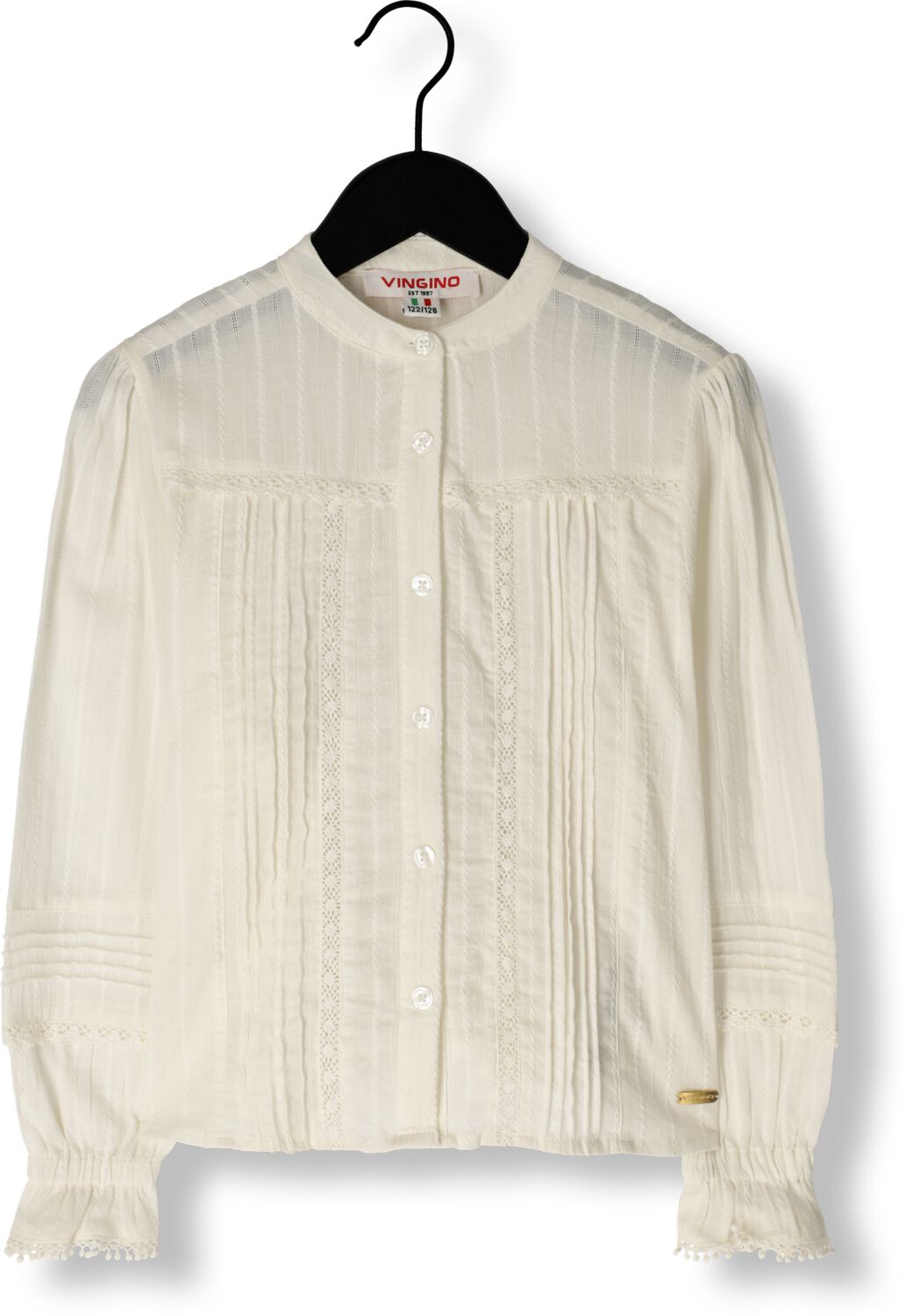 VINGINO blouse Luna met ruches off white Wit Meisjes Katoen Klassieke kraag 128