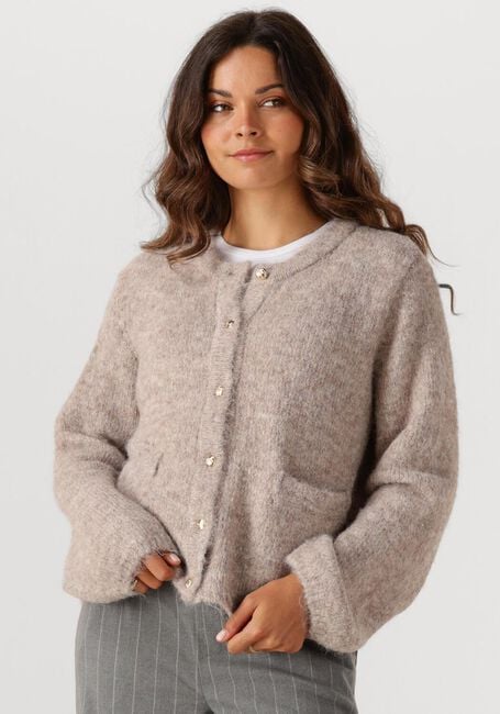 Beige OBJECT Vest OBJSAGGIA RE L/S KNIT CARDIGAN - large