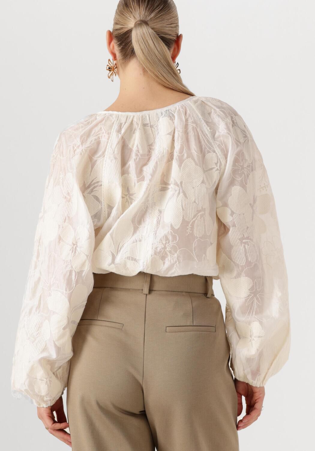 NUKUS Dames Blouses Yoni Top Embroidery Gebroken Wit