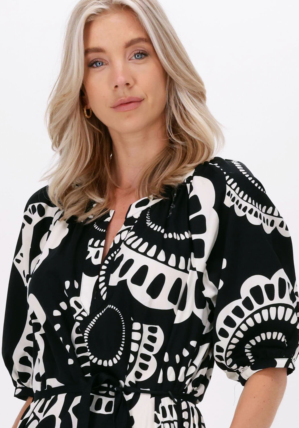 zwarte summum midi jurk dress modern flower