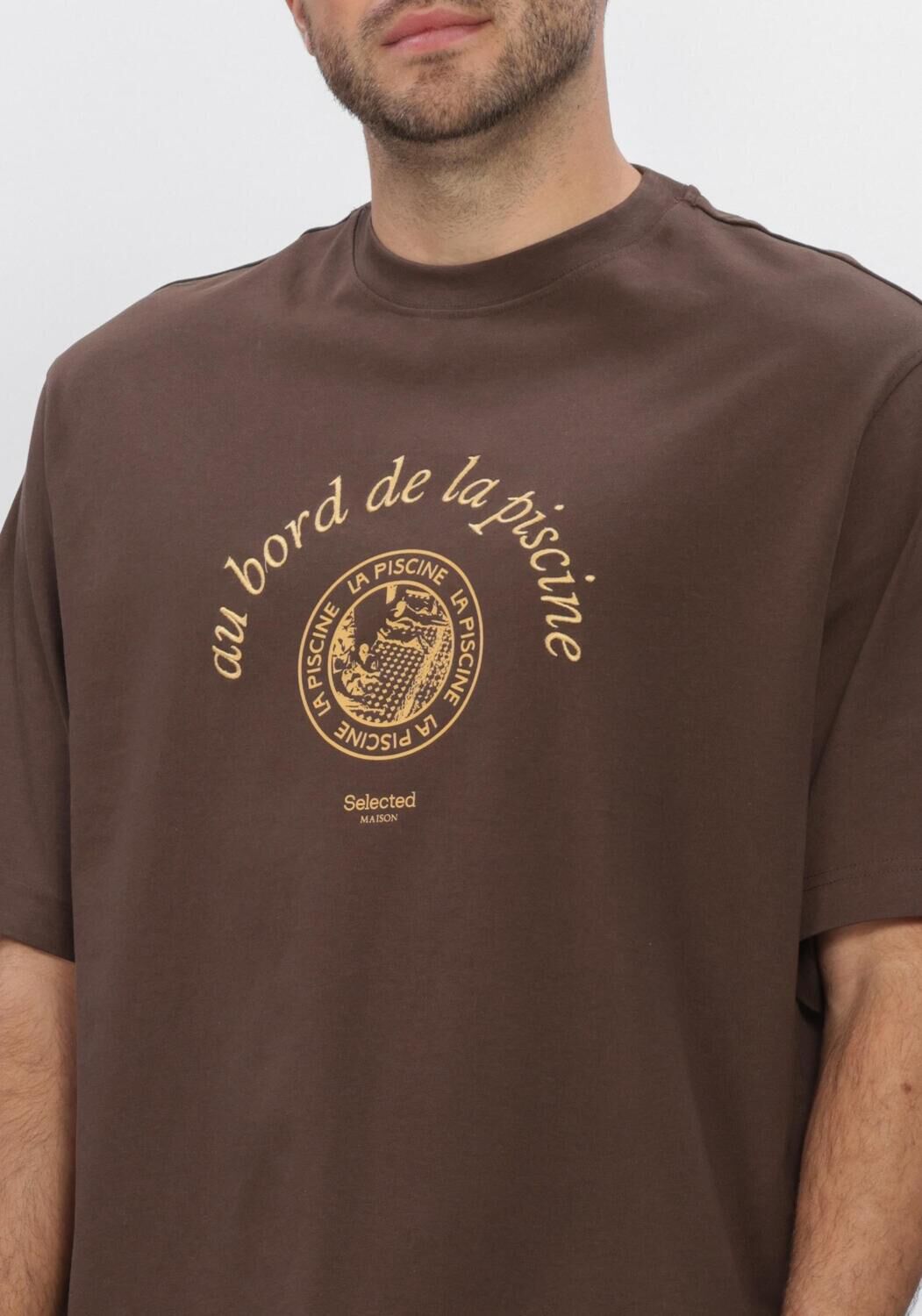 Bruine SELECTED MEN T-shirt LHBOXYNORMAN GRAPHIC SS O-NECK TEE - large