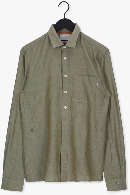 Olijf CAST IRON Casual overhemd LONG SLEEVE SHIRT COTTON LINEN DOBBY - large