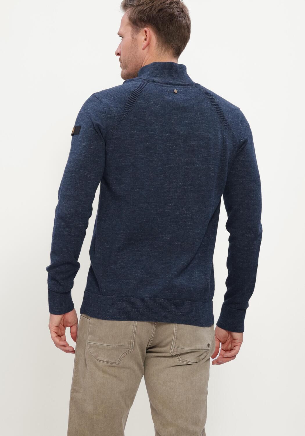 Donkerblauwe PME LEGEND Trui HALF ZIP COLLAR COTTON RIB - large