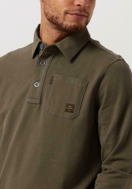 Groene PME LEGEND Polo LONG SLEEVE POLO COTTON SWEAT - large