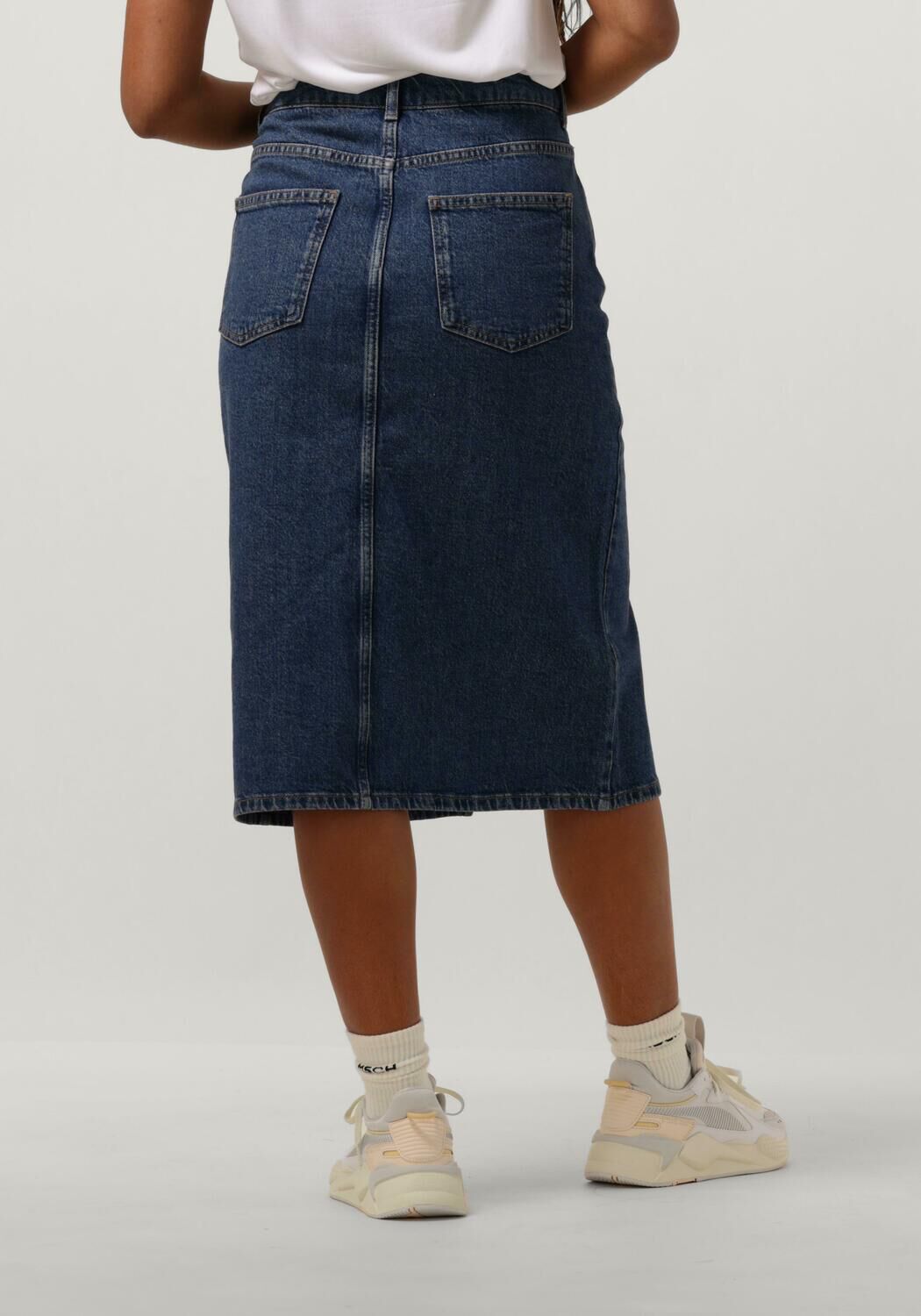 OBJECT Dames Rokken Objellen Midi Denim Skirt Donkerblauw