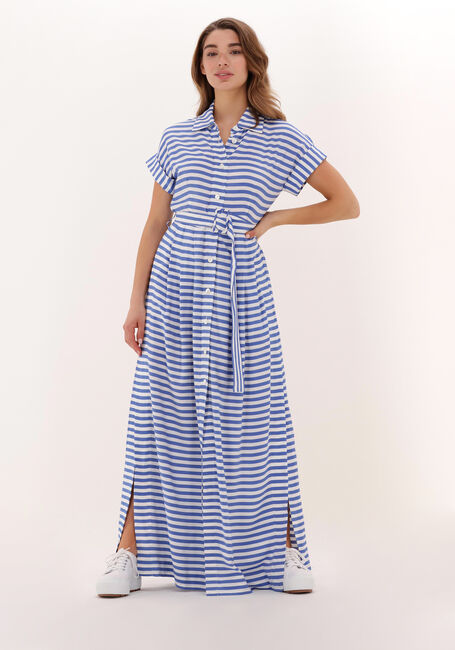 Blauw/wit gestreepte VANILIA Maxi jurk BUTTON LONG DRESS - large
