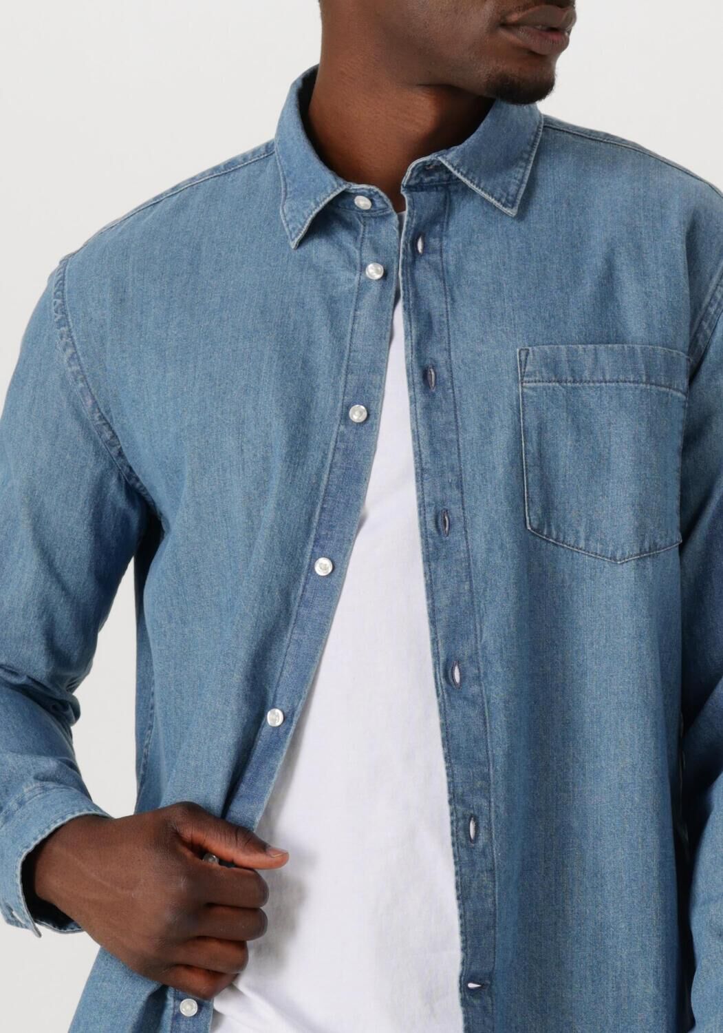 SELECTED HOMME Heren Overhemden Slhregcarlo Denim Ls Shirt Noos Blauw