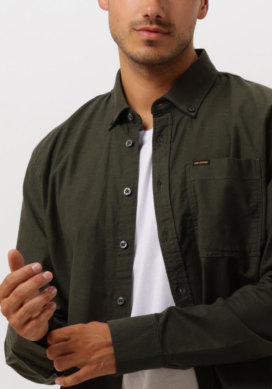PME LEGEND Heren Overhemden Long Sleeve Shirt Oxford Groen