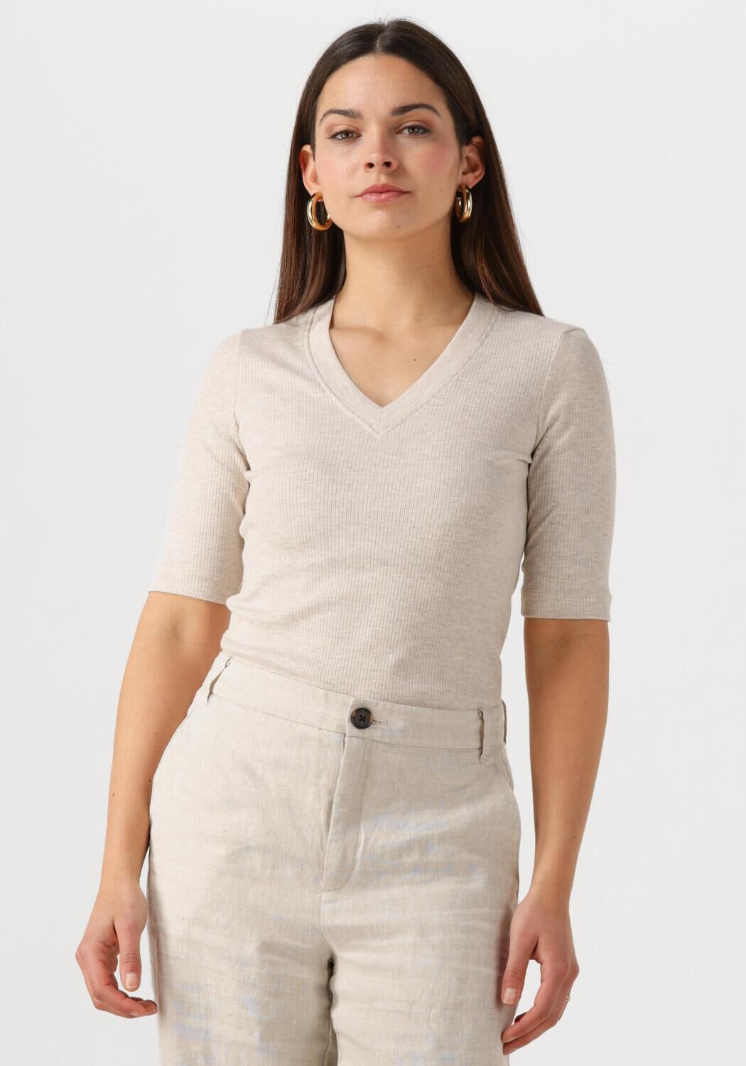 INWEAR Dames Tops & T-shirts Dagnaiw Melange V T-shirt Ecru