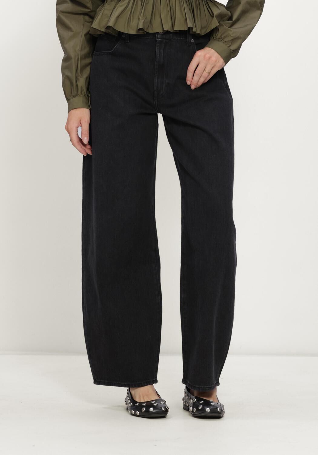 7 FOR ALL MANKIND Dames Jeans Bonnie Curvilinear Heavy Rain Zwart