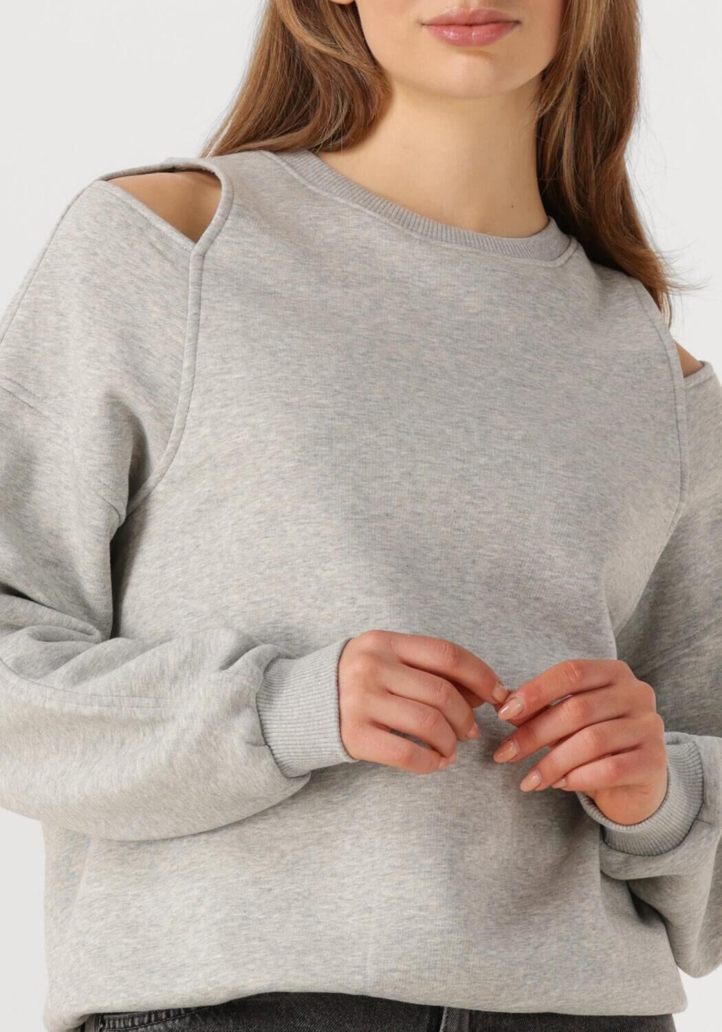 ALIX THE LABEL Dames Truien & Vesten Ladies Knitted Cut Out Sweater Grijs