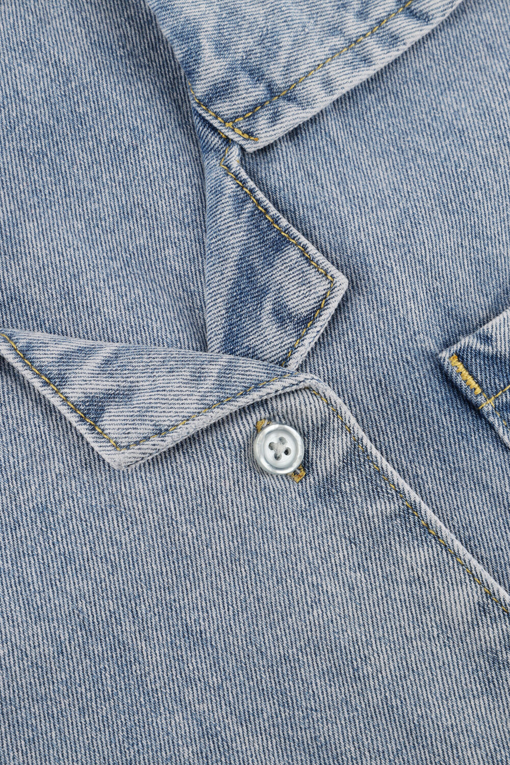 Lichtblauwe ALIX MINI Blouses SHORT SLEEVE DENIM BLOUSE - large