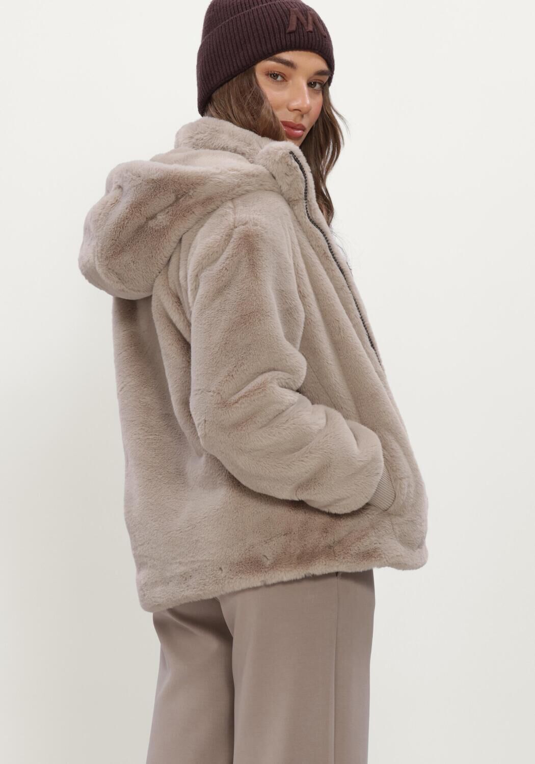 Taupe MOSCOW Faux fur jas 08-08-EVELYN-4 - large