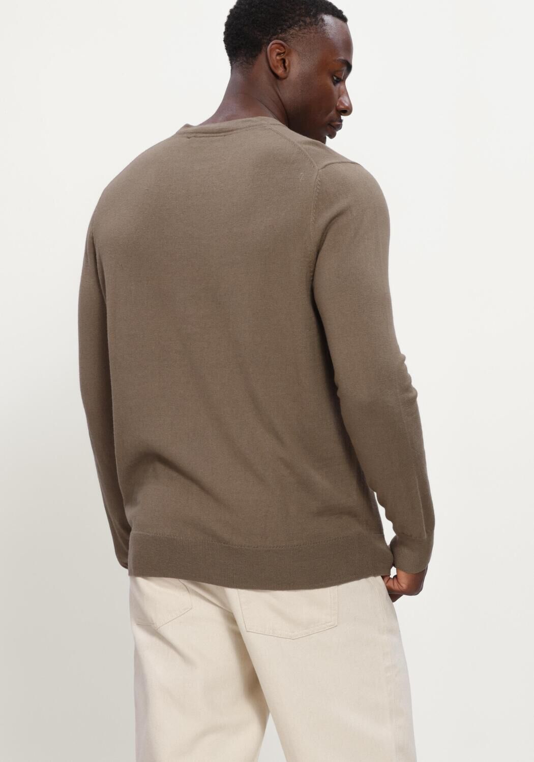 Taupe LYLE & SCOTT Trui COTTON MERINO CREW NECK JUMPER - large